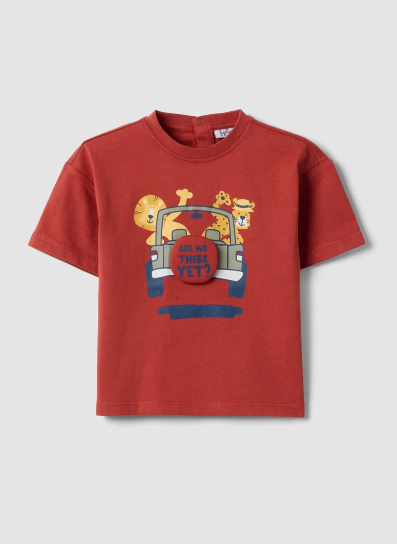 Ovs OVS Red Short-Sleeve Pure Cotton T-Shirt