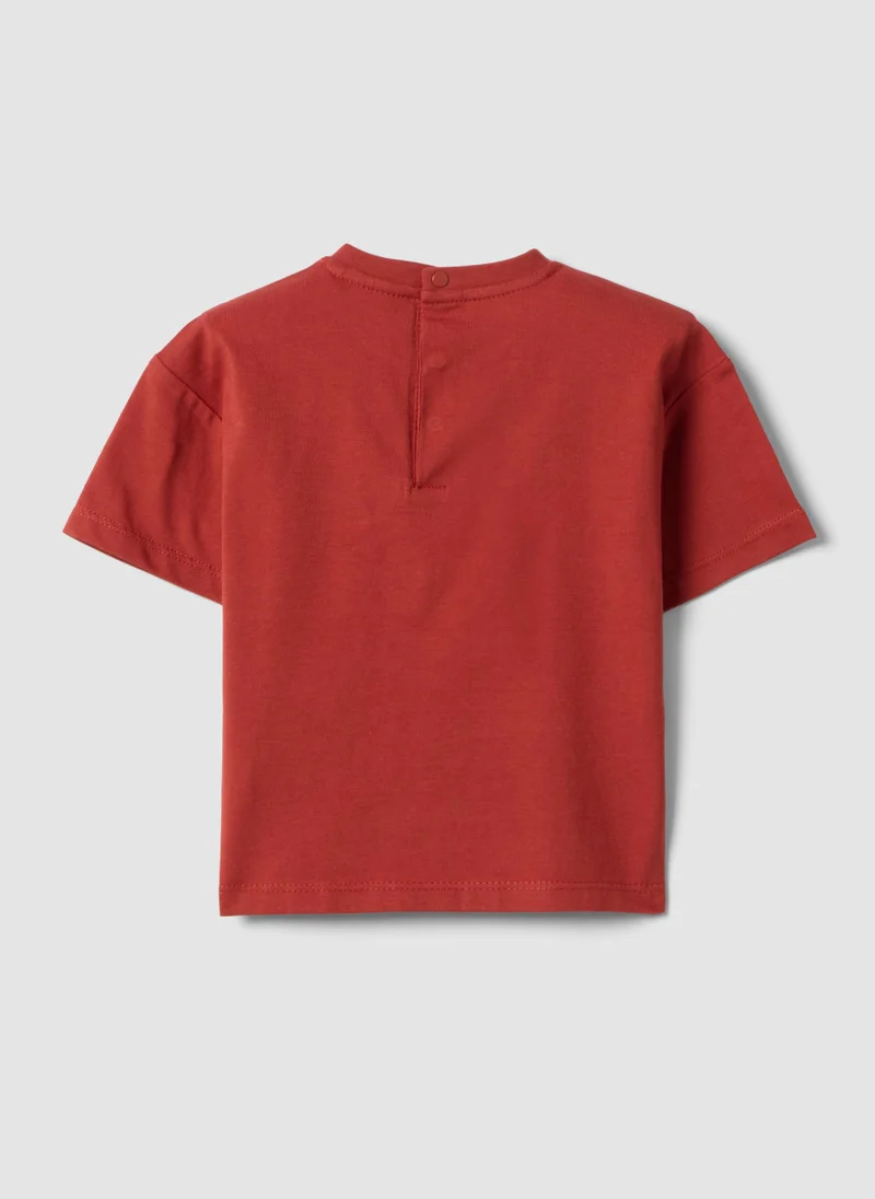 Ovs OVS Red Short-Sleeve Pure Cotton T-Shirt