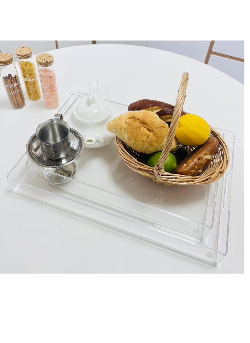 Laseta Clear Acrylic Tray , Set of 2, Decorative Serving Tray for Coffee Table, Tea, Storage Rectangular  - Image 2