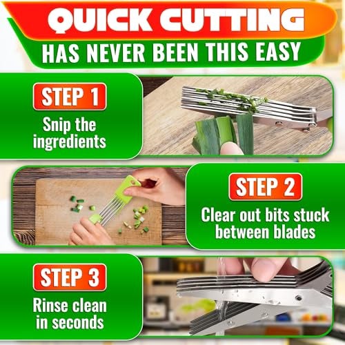 LIBERHAUS Herb Scissors with 5 Blades and Cover – Stainless Steel Herb Cutter for Fast & Precise Cutting, Compact, Easy-to-Store Design – Ergonomic Handle & Cleaning Brush for Quick and Comfortable Kitchen Prep - Image 5