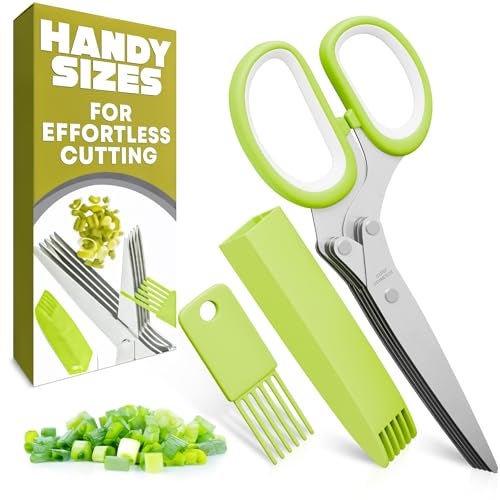 LIBERHAUS Herb Scissors with 5 Blades and Cover – Stainless Steel Herb Cutter for Fast & Precise Cutting, Compact, Easy-to-Store Design – Ergonomic Handle & Cleaning Brush for Quick and Comfortable Kitchen Prep - Image 1