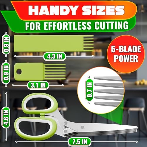 LIBERHAUS Herb Scissors with 5 Blades and Cover – Stainless Steel Herb Cutter for Fast & Precise Cutting, Compact, Easy-to-Store Design – Ergonomic Handle & Cleaning Brush for Quick and Comfortable Kitchen Prep - Image 2