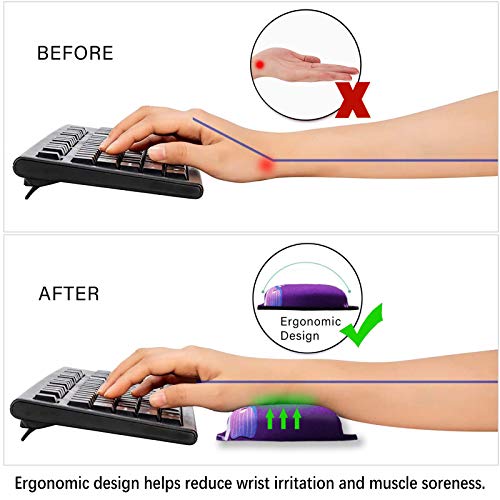 ArtSo Upgraded Wrist Rest Support for Mouse Pad & Keyboard, Ergonomic Gel Mousepad Non-Slip Rubber Base Home,Office Pain Relief, Easy Typing Cushion Neoprene, Soft Memory Foam, Purple Heart Butterfly - Image 5
