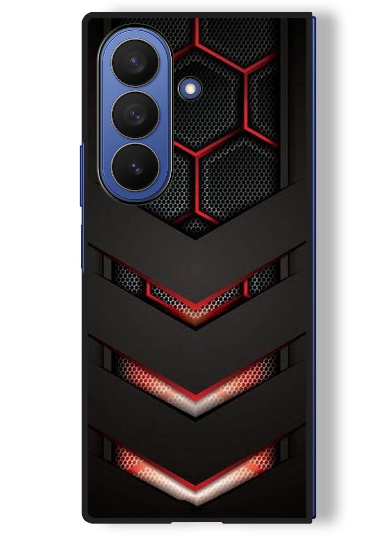 Theodor Case Compatible with Samsung Galaxy Z Fold 7 - 8 Inch Protection Shockproof Bumper Cover red & black - Image 1