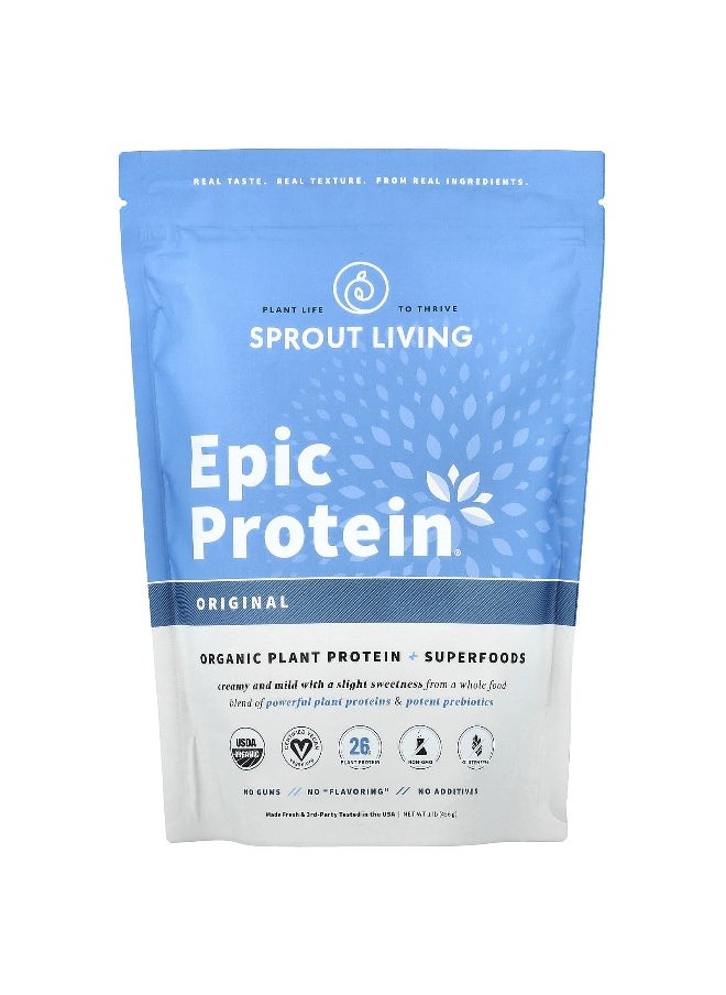 Sprout Living Sprout Living, Epic Protein®, Organic Plant Protein + Superfoods, Original, 1 lb (456 g)  - Image 1