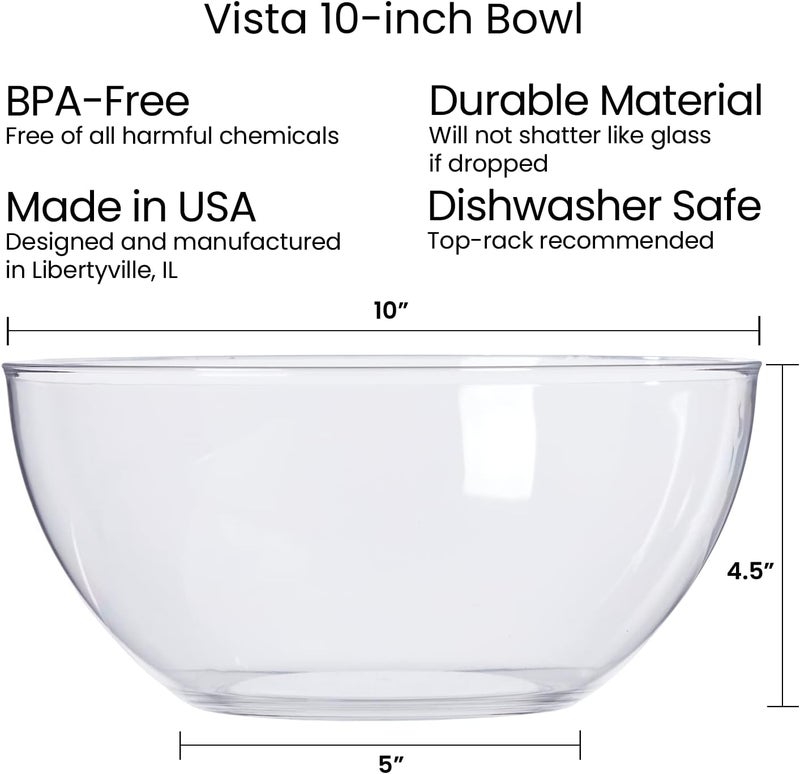 US Acrylic Vista Clear Plastic Salad and Serving 10-inch Bowls | set of 3 | Reusable, BPA-free, Made in the USA | 135 oz. capacity - Image 5