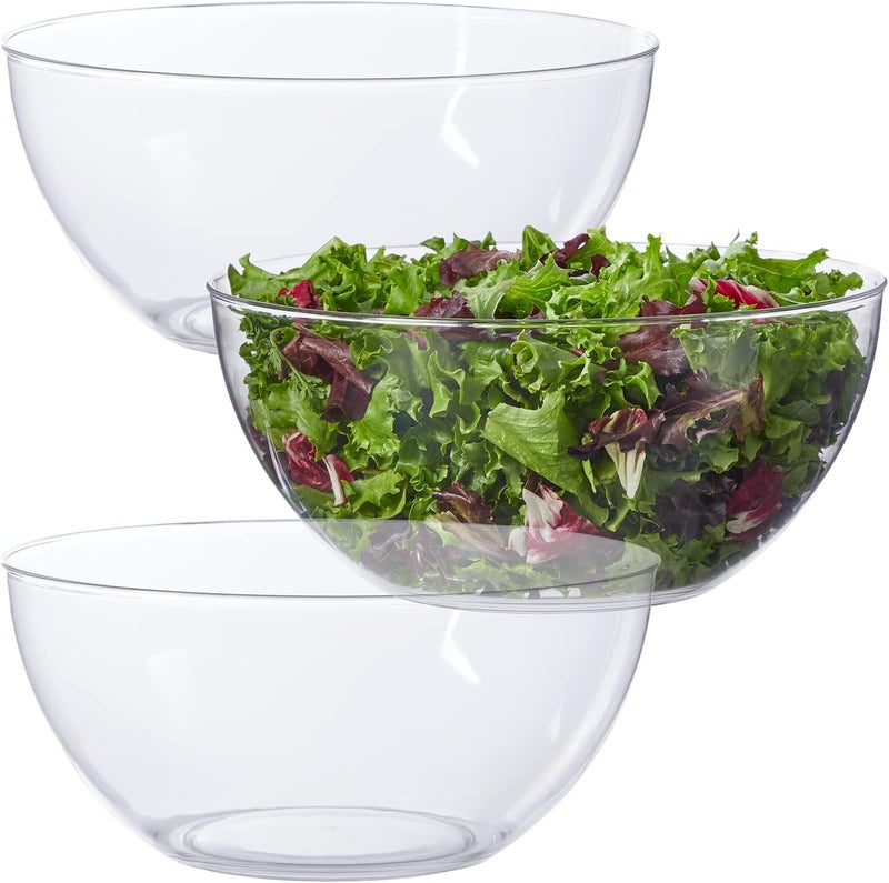 US Acrylic Vista Clear Plastic Salad and Serving 10-inch Bowls | set of 3 | Reusable, BPA-free, Made in the USA | 135 oz. capacity - Image 1
