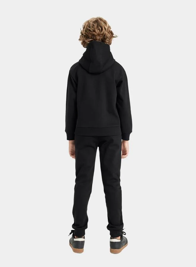 DeFacto Graphic Print Hooded Sweatshirt & Relaxed Fit Joggers Set by Styli