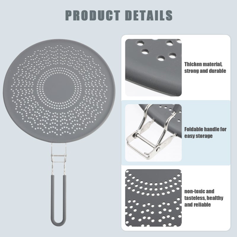 1pc Silicone Oil Splatter Guard Kitchen Heat Insulation Oil-splash Pot Cover Oil Strainer - Image 3
