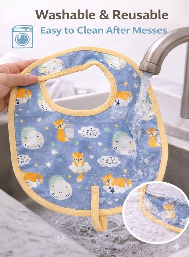 Adhigams Waterproof Feeding Bib, Soft Cotton Feel, Drool Protection, Food Catcher, Adjustable Reusable Accessory for Babies, Multicolor, Pack of 2, 0-12 Months - Image 5