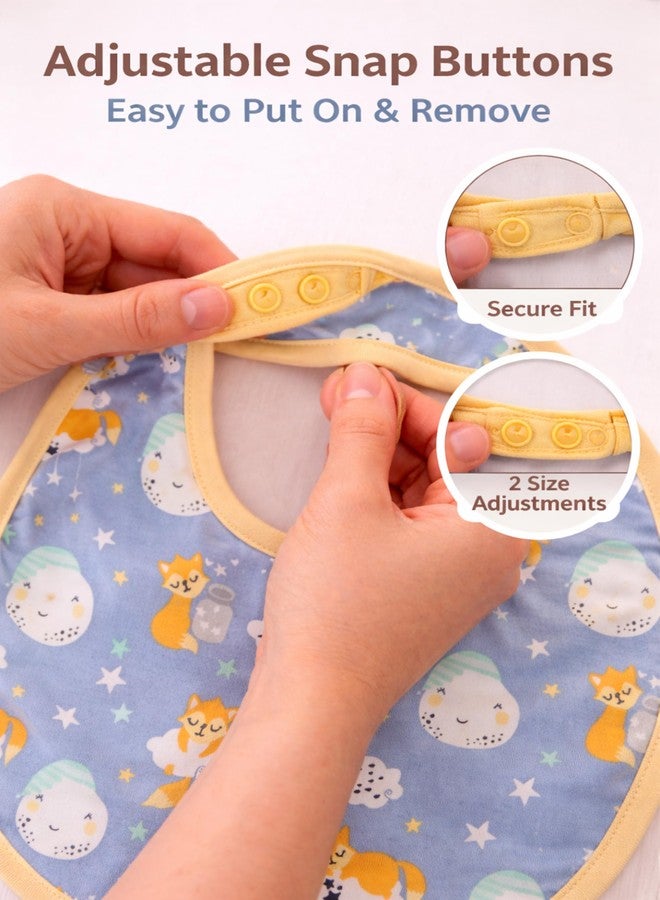 Adhigams Waterproof Feeding Bib, Soft Cotton Feel, Drool Protection, Food Catcher, Adjustable Reusable Accessory for Babies, Multicolor, Pack of 2, 0-12 Months - Image 4