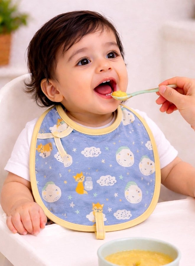 Adhigams Waterproof Feeding Bib, Soft Cotton Feel, Drool Protection, Food Catcher, Adjustable Reusable Accessory for Babies, Multicolor, Pack of 2, 0-12 Months - Image 3