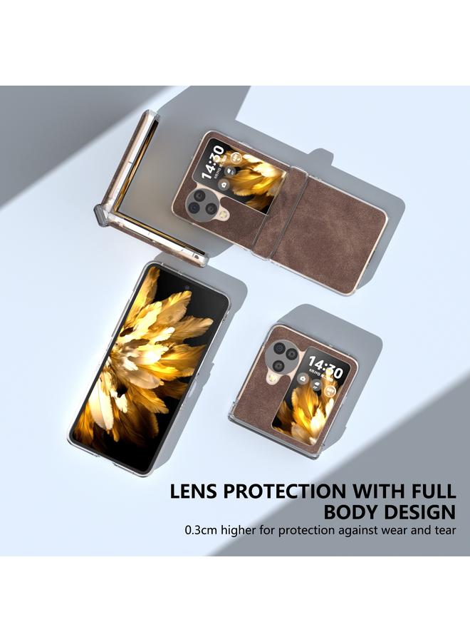 S-TOP Case For OPPO Find N3 Flip Three Parts PU Leather Transparent Edge Phone Case - Image 3
