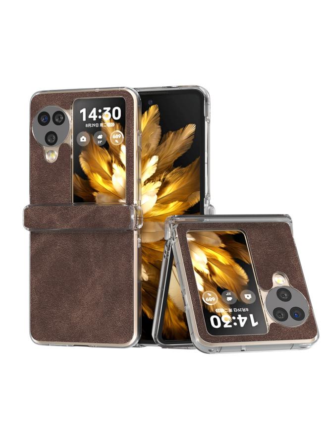 S-TOP Case For OPPO Find N3 Flip Three Parts PU Leather Transparent Edge Phone Case - Image 1