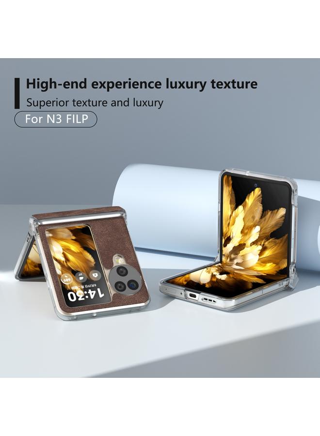 S-TOP Case For OPPO Find N3 Flip Three Parts PU Leather Transparent Edge Phone Case - Image 2