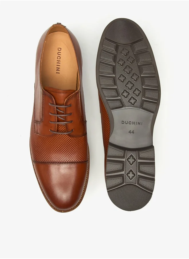 دوتشيني Men's Textured Lace-Up Derby Shoes
