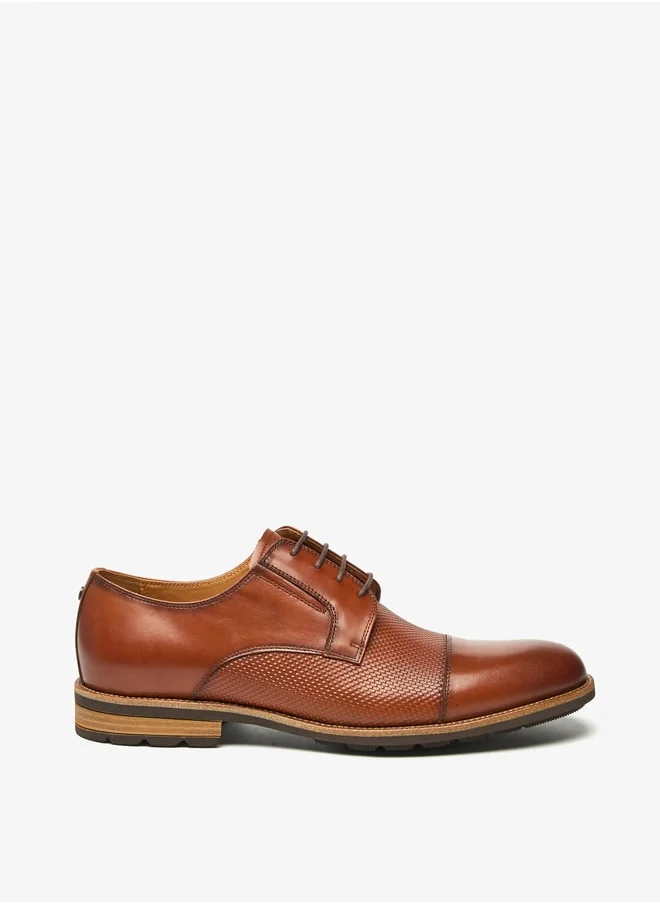 دوتشيني Men's Textured Lace-Up Derby Shoes