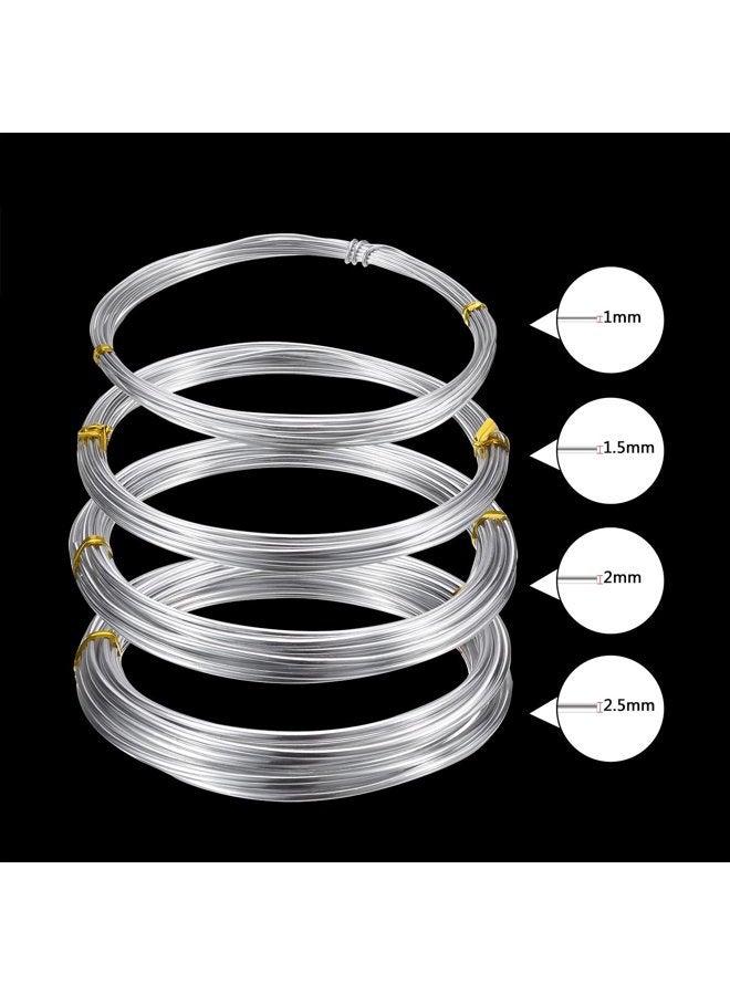 BBTO Silver Aluminium Craft Wire, 4 Sizes (1 mm, 1.5 mm, 2 mm and 2.5 mm in Thickness) Bendable Metal Wire for DIY Sculpture and Crafts, 4 Rolls, Each Roll 5m - Image 2