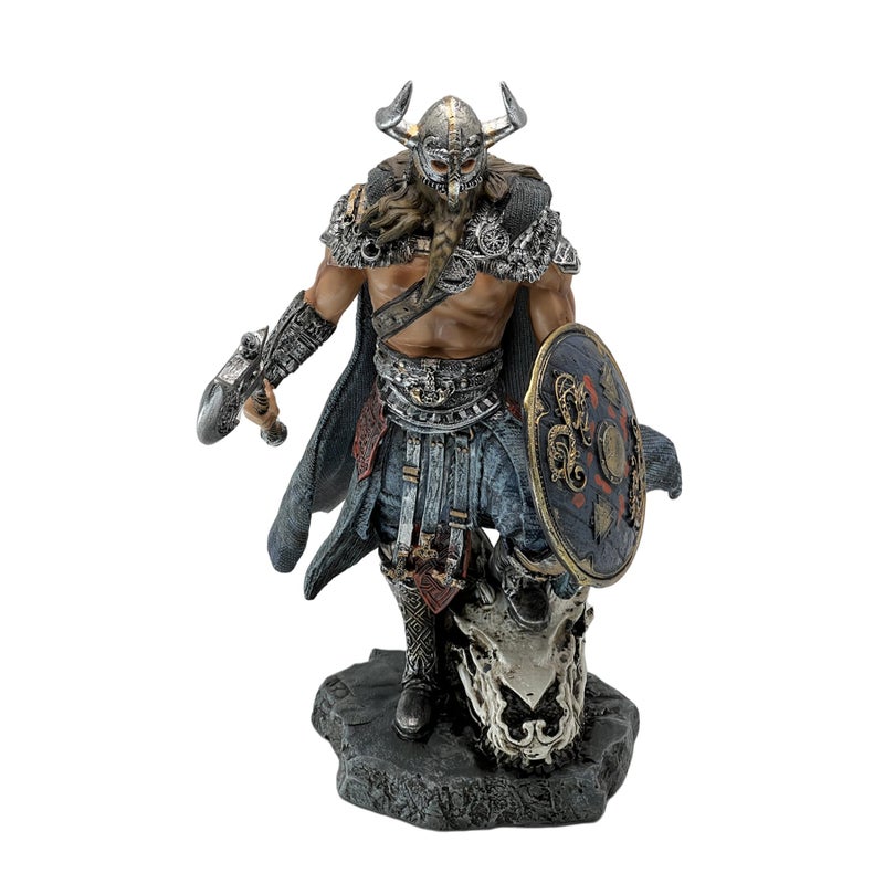 LOOYAR 13" Resin Thor Statue - Firm Viking Warrior & Dragon, Norse Mythology Decor for Home/Office, Unique Gift - Image 1