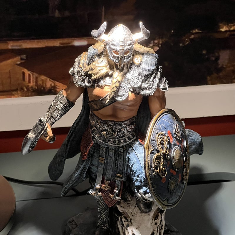 LOOYAR 13" Resin Thor Statue - Firm Viking Warrior & Dragon, Norse Mythology Decor for Home/Office, Unique Gift - Image 5