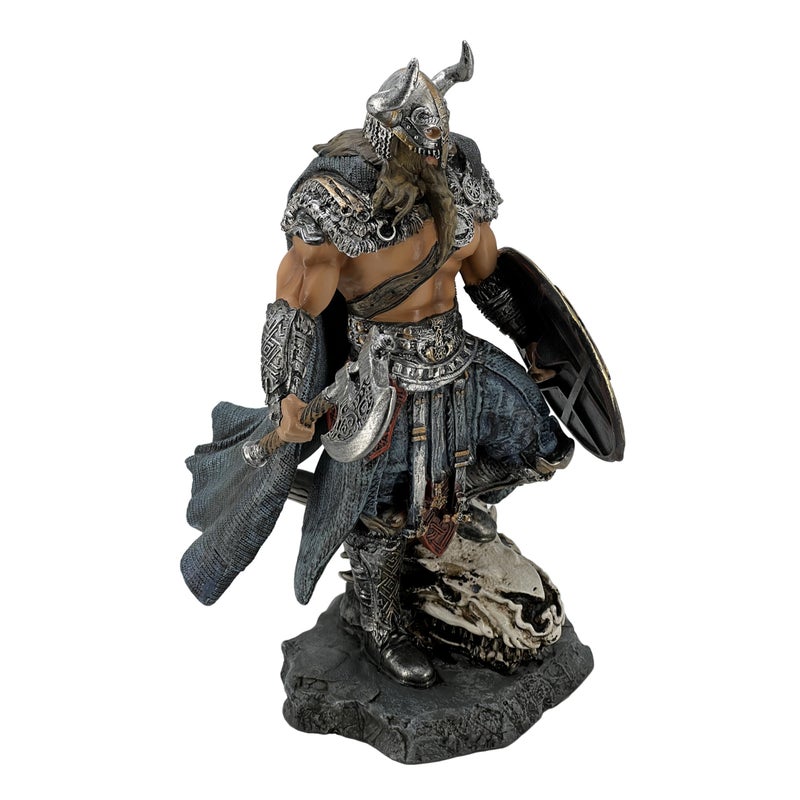 LOOYAR 13" Resin Thor Statue - Firm Viking Warrior & Dragon, Norse Mythology Decor for Home/Office, Unique Gift - Image 3