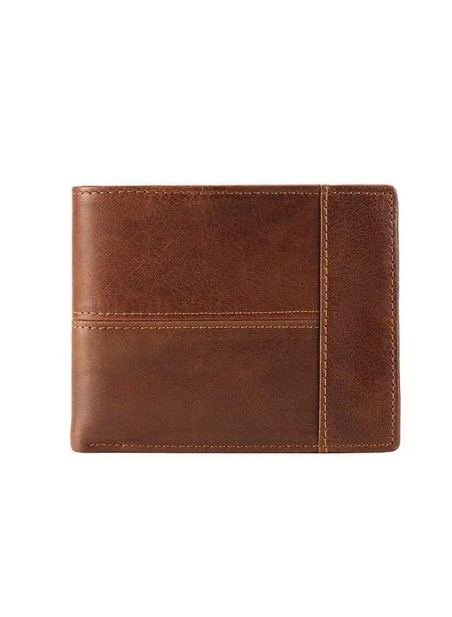 Guangzhou Men's Wallet Leather Short Horizontal 30% Folding Wallet And American Style Retro Wallet Head Layer Cowhide Bag-Color:Black  - Image 4