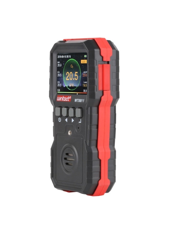جهاز مراقبة غازات متعدد الوظائف WINTACT WT8811 مزود بشاشة LCD قابلة لإعادة الشحن، يجمع بين 4 أجهزة استشعار في واحد لقياس الغازات القابلة للاشتعال وغاز الأكسجين (O₂) وكبريتيد الهيدروجين (H₂S) وأول أكسيد الكربون (CO)، مع إنذار صوتي وضوئي واهتزازي - Image 2
