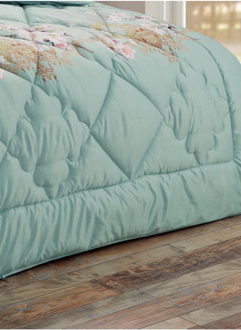 Moon - Bed In A Bag Medium Filling King Size Comforter Set, 10 Pcs Floral Bedding Set Size 220 X 240 Cm with Comforter, Quilted Bed Skirt, Pillowcases, Cushion & Bedroom Slipper, Multicolor - Image 1