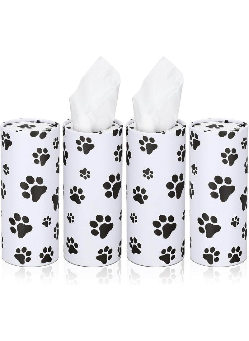 Geyoga Geyoga 4 Pack Car Tissues Box with Facial Bulk Round Tube Car Tissue Travel Cylinder Holder Cup Holder for Home Bathroom Office Paw Print  - Image 1