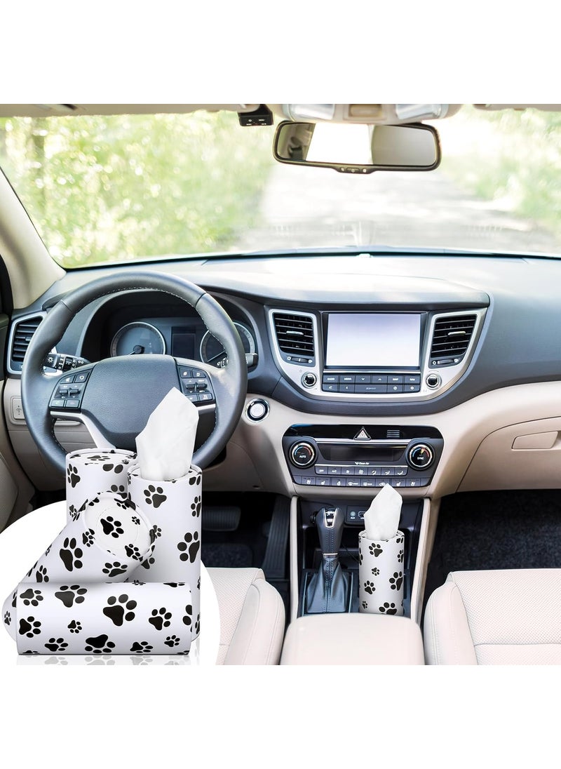 Geyoga Geyoga 4 Pack Car Tissues Box with Facial Bulk Round Tube Car Tissue Travel Cylinder Holder Cup Holder for Home Bathroom Office Paw Print  - Image 5