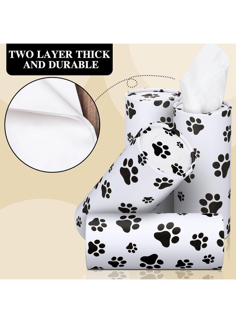 Geyoga Geyoga 4 Pack Car Tissues Box with Facial Bulk Round Tube Car Tissue Travel Cylinder Holder Cup Holder for Home Bathroom Office Paw Print  - Image 3