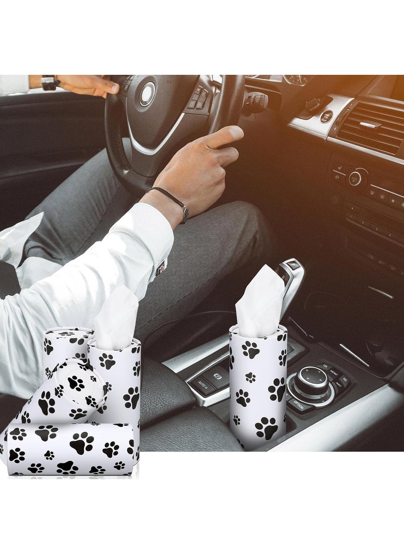 Geyoga Geyoga 4 Pack Car Tissues Box with Facial Bulk Round Tube Car Tissue Travel Cylinder Holder Cup Holder for Home Bathroom Office Paw Print  - Image 4