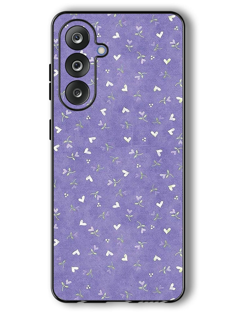 Theodor Case Compatible with Samsung Galaxy F36/ M36 6.7 Inch Protection Shockproof Bumper Cover Hearts Purple Background - Image 1