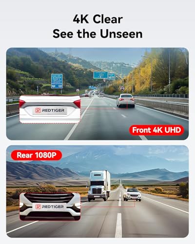 REDTIGER Dash Cam Front Rear, 4K/2.5K Full HD Dash Camera for Cars, Included 32GB Card, Built-in Wi-Fi GPS, 3.16” IPS Screen, Night Vision, 170°Wide Angle, WDR, 24H Parking Mode(F7NP) - Image 2