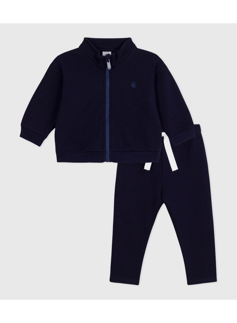 Petit Bateau Babies' sweatshirt and trousers set in plain cotton - Image 1