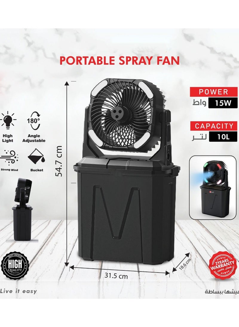 LC Portable Spray Fan with Water Tank 15W Power 10L Capacity Black
