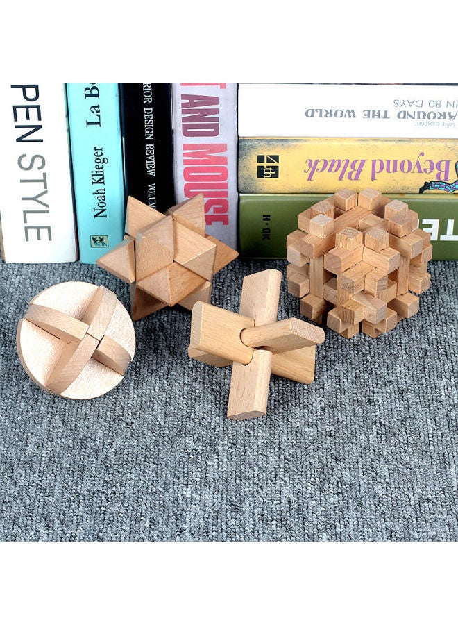 Luban Lock Children Kong Ming Lock Nine Chain Beneficial Intelligence Development For Boys And Girls Adult Assembled Toy Gifts-Color:[Deluxe] Lotus Wood 20-piece Set  - Image 4
