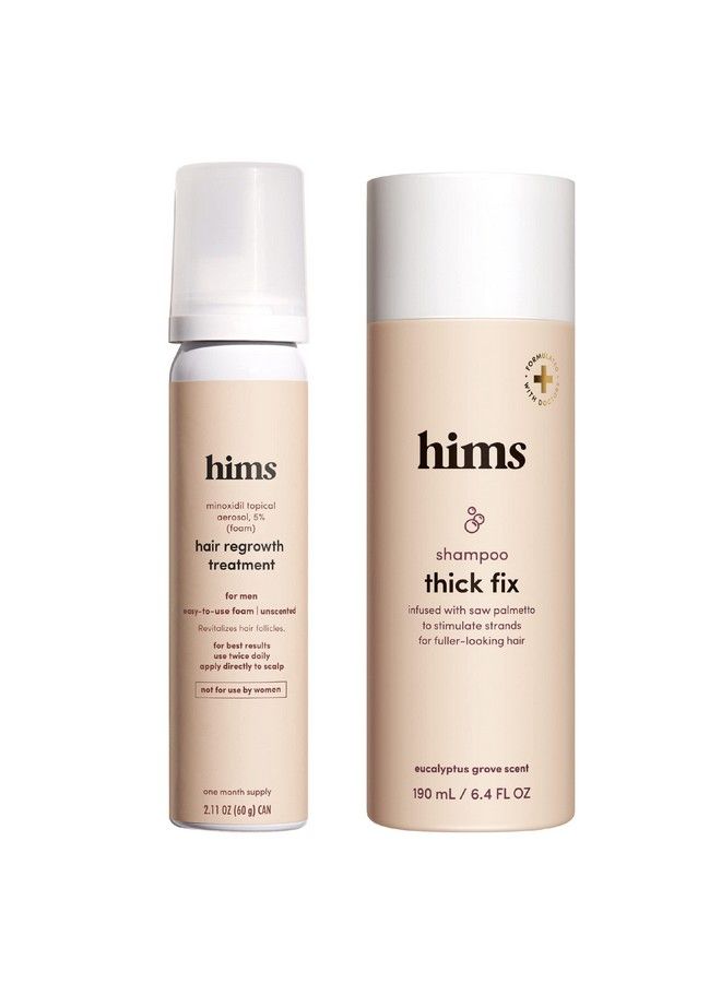 HIMS & HERS Hims Thick Fix Shampoo & Minoxidil Set - Hair Loss Treatment For Men - Includes Foam 5% Minoxidil Treatment And Hair Thickening Shampoo - Moisturizing Color Safe Hair Loss Shampoo & Foam - 2 Count - Image 2