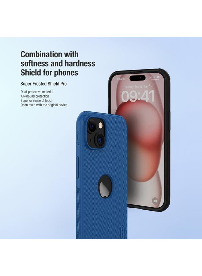 نيلكين جراب لهاتف iPhone 15 Super Frosted Shield Pro جراب واقٍ للهاتف مع شعار مقطوع - Image 4