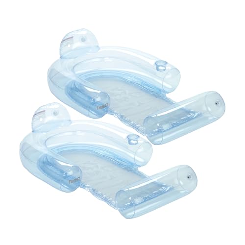 FUNBOY Clear Blue Mesh Chair 2in1 Water Chair with Cooling Mesh and Water Hammock Inflatable Pool Float Bundle Pack of 2 - Image 1