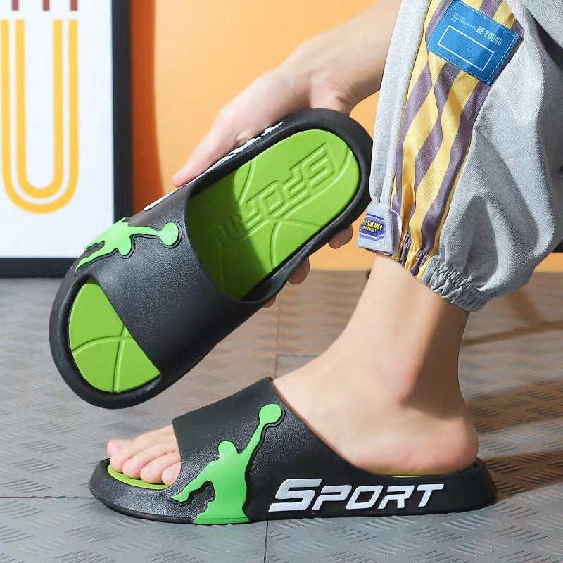 Slippers mens outdoor wear fashionable non-slip summer home soft bottom thick bottom bathroom indoor home boys slippers Green - Image 1