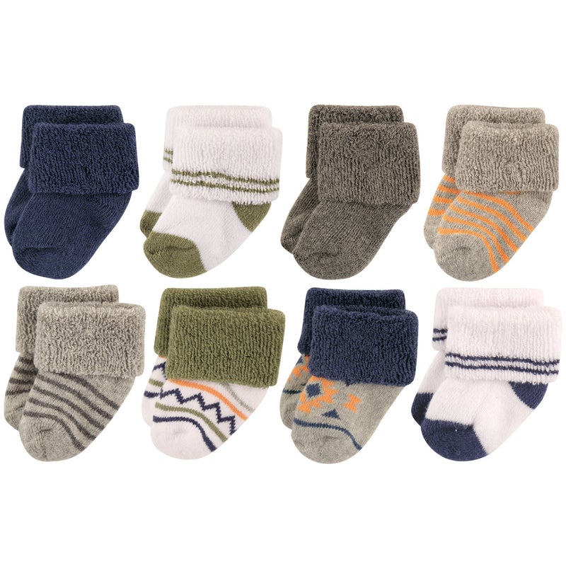 Luvable Friends baby boys Newborn and Terry Socks, Aztec, 0-6 Months US - Image 1
