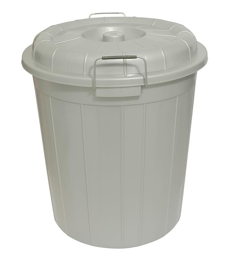 BELLBUYE Plastic Storage Drum Bucket with Lid 60L Large Capacity Food Grade Heavy-Duty Container with Metal Handles Multipurpose Bucket for Water, Grains, Laundry, Gardening Outdoor Use Grey - Image 2