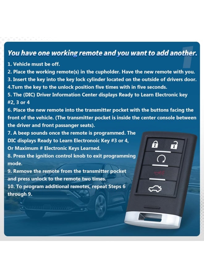 Keyecu Replacement Smart Remote Key Fob 5 Button for Cadillac STS CTS 2008-2013 - Image 4
