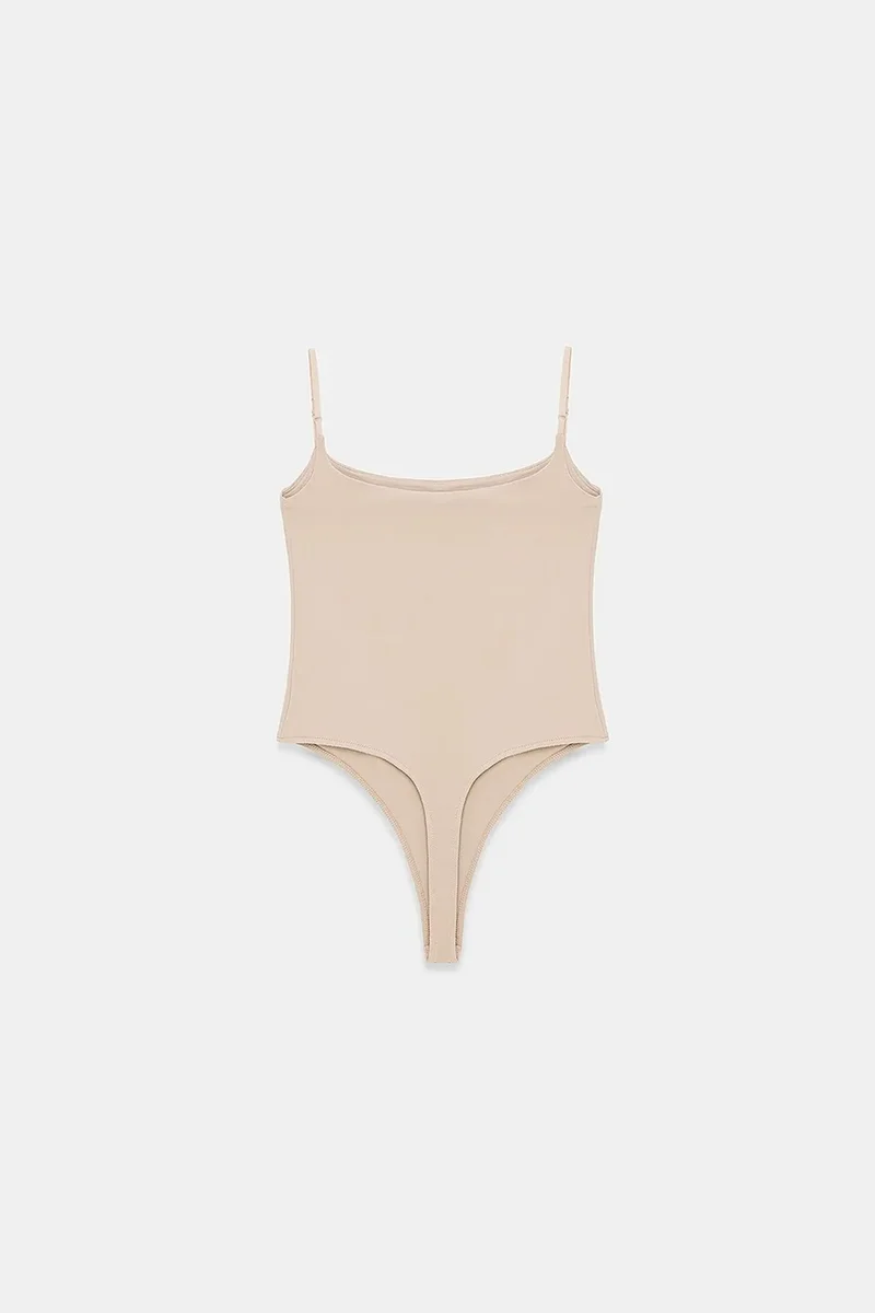 Dilvin DILVIN Sleeveless Square-neck Nylon Bodysuit