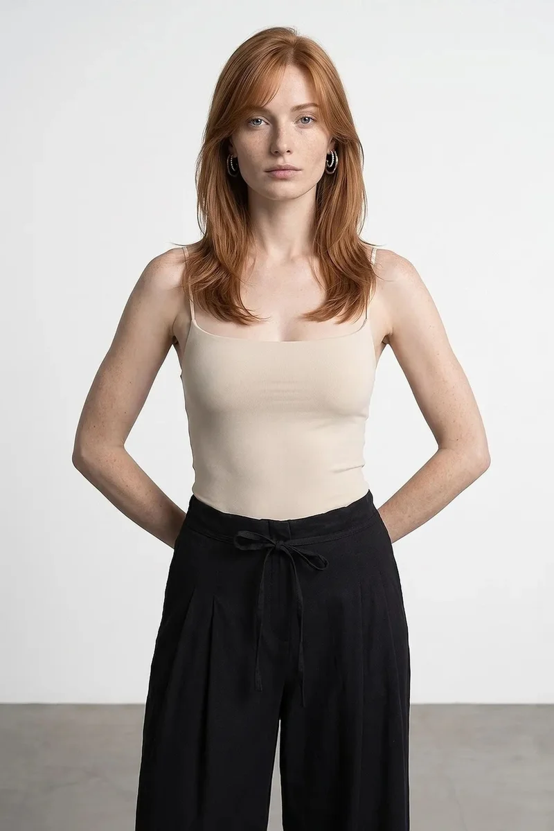 Dilvin DILVIN Sleeveless Square-neck Nylon Bodysuit