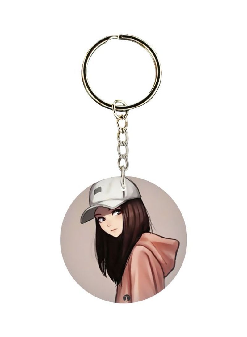 RKN Cartoon Girl Printed Keychain