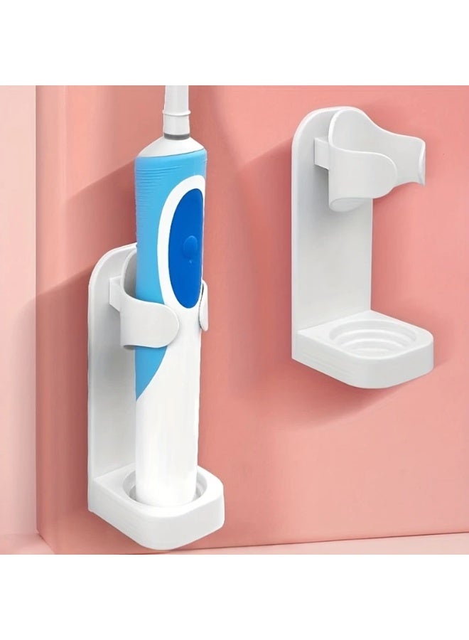 Goolsky 1pc Wall-Mounted Electric Toothbrush Holders, Self-Adhesive Toothbrush Head Stands, No-Drill Storage Racks, Plastic, Bathroom Organizer Accessories  - Image 1