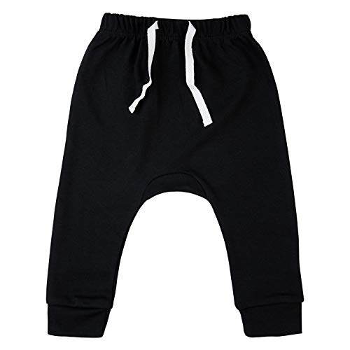 SOBOWO Baby Joggers 3-6 Months Baby Boy White Pants Newborn 3-Pack Joggers Infant Cotton Harem Pants for Toddler Boys Girls Interlock 195 GSM (3-6 Months, Black/White/Grey) - Image 2