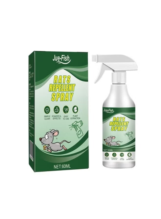 JUE FISH Jue-Fish Natural Rat Repellent Spray, 60ML Plant-Based Rodent Deterrent Spray for Cars, Home, Kitchen & Office, Safe & Easy-to-Use Mouse Repellent - Image 1
